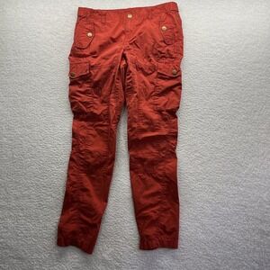 London Jean Pants Womens 4 Orange Straight Leg Cargo Army 100% cotton Activewear